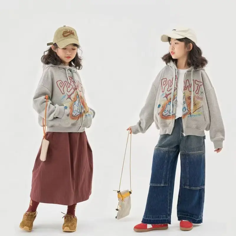 Spring Style Loose Graffiti Trendy Hooded Sweatshirt For Girls Korean Casual Top Baseball Jersey