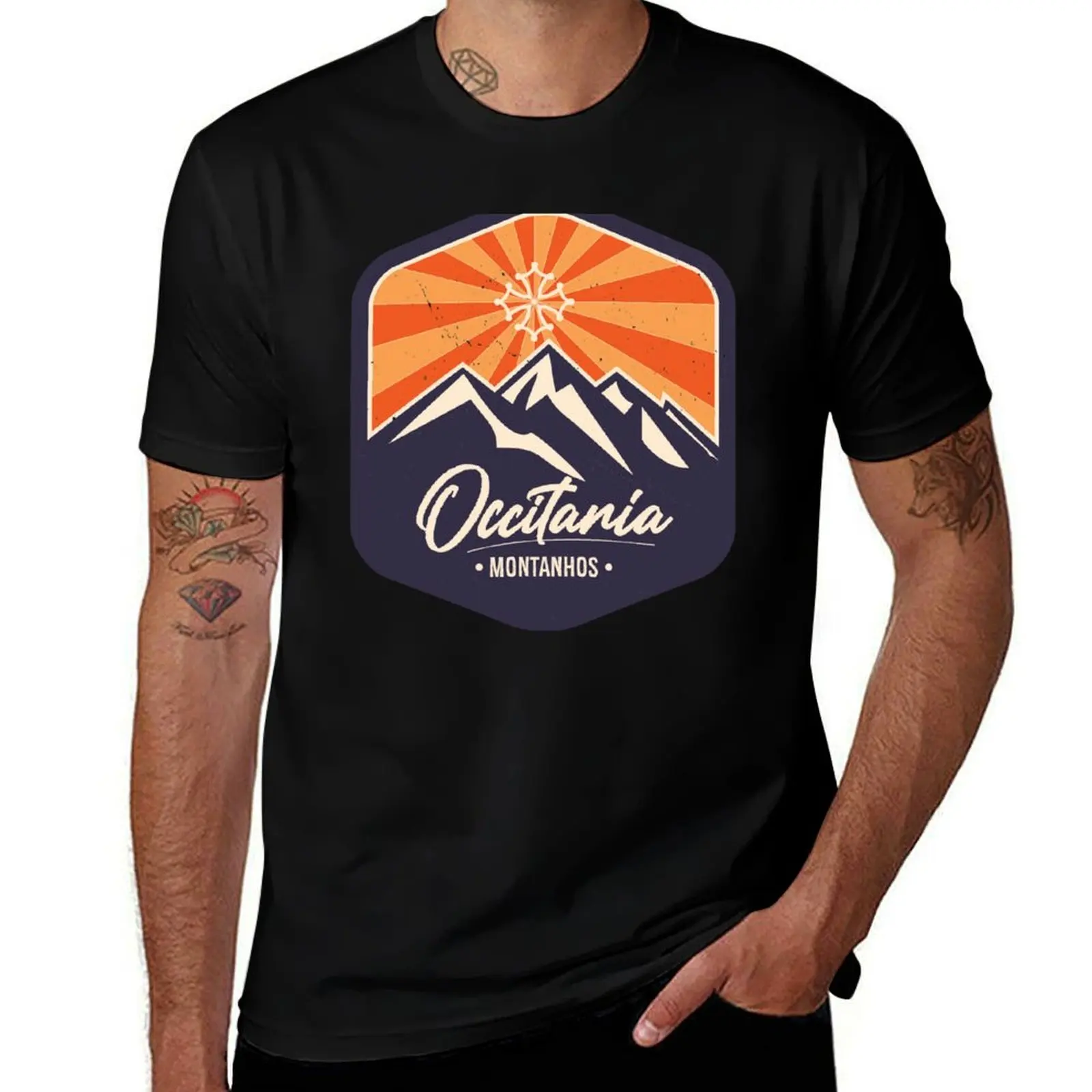 Футболка Occitania Montanhas, Montagnes d’Occitanie, однотонная, базовая.