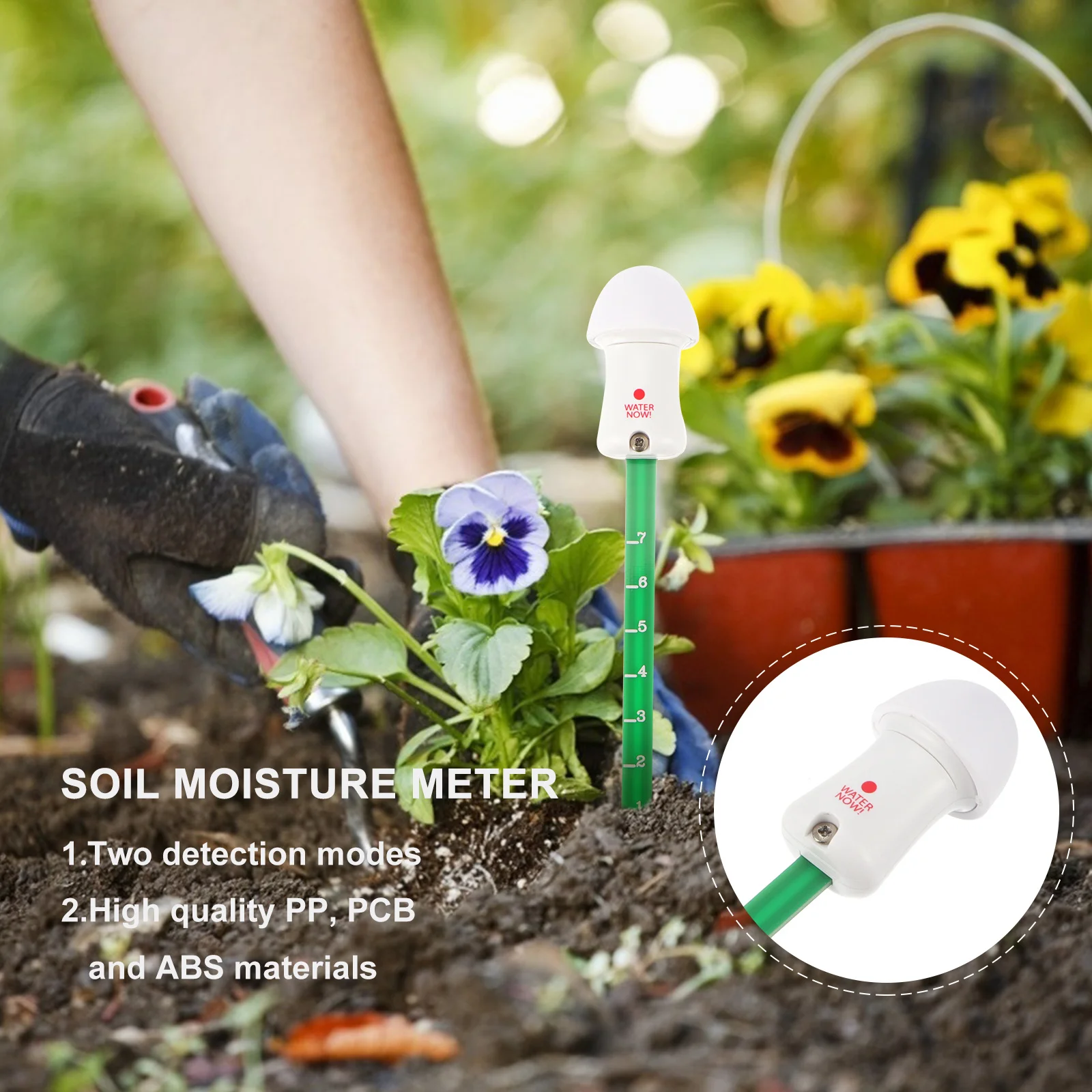 LED Soil Moisture Meter Portable Tester for Indoor Plants and Flowers Durable PP ABS Material Automatic Detection Flashing