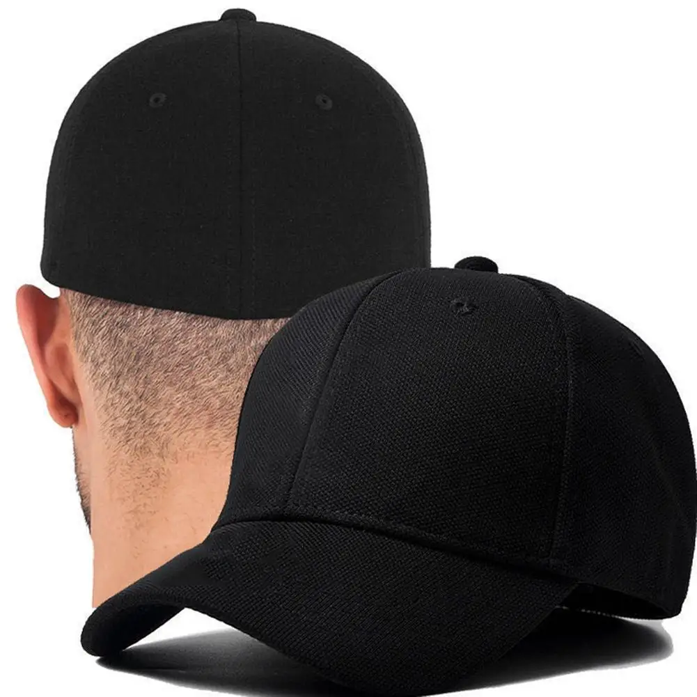 Men's Solid Color Fully Enclosed Hat Hip Hop Fashion Cool Simple Style Cap Adjustable Closed Sun Block Baseball Cap