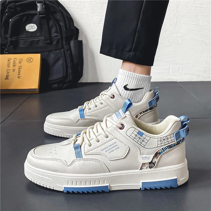 2024 Mode Mannen Casual Platform Sluipt Lace-Up Sneakers Student Sluipt Heren Gevulkaniseerde Schoenen Tennissneakers Zapatillas Hombre