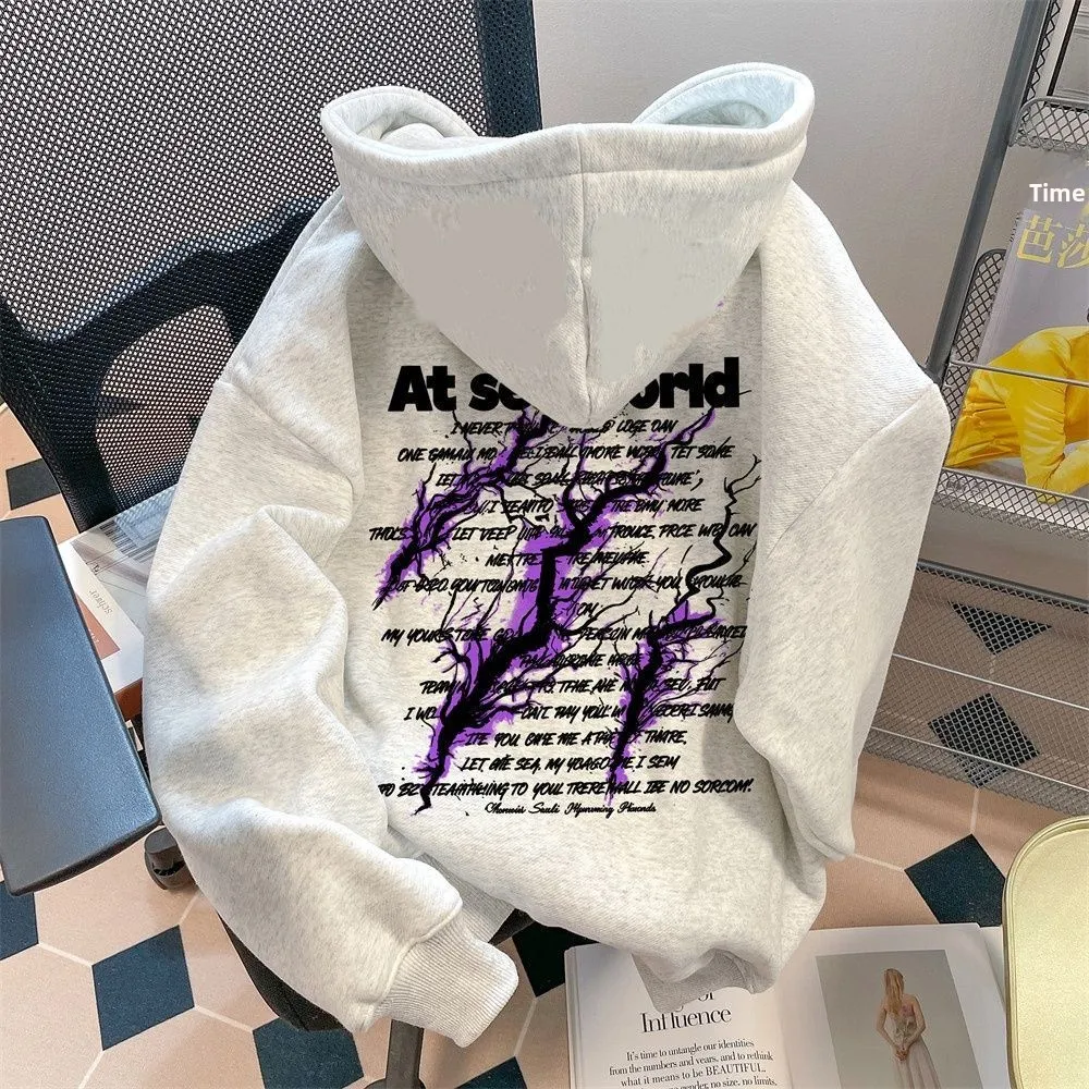 

Худи American Lightning Letter Plus Size 300 Pou, весна-осень-зима, унисекс, модный бренд, универсальный топ для молодежи, стильная одежда