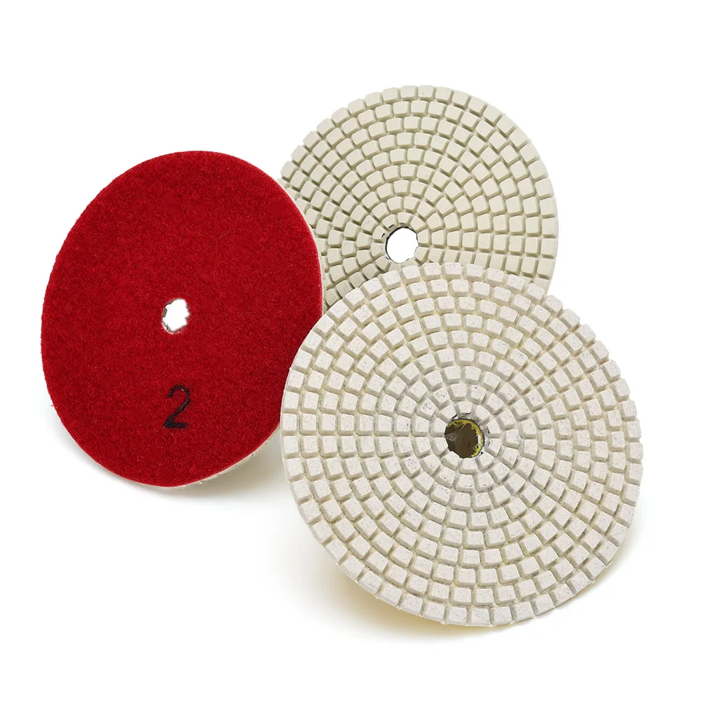 Casaverde 4 Inch/100mm with 2.5mm Thickness Dry or Wet 3 Step Polishing Pads for Granite Marble Concrete Stone Polish