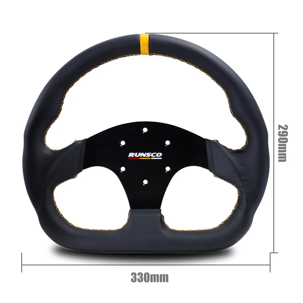 13Inch/330mm Sport Steering Wheel Competitive Karting Drift Racing PC Simulation Game Steering Wheel Leather Universal 70mm-PCD