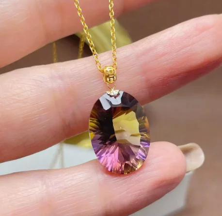 18k gold ametrine pendants au750 jewelry pendant purple crystal pendant