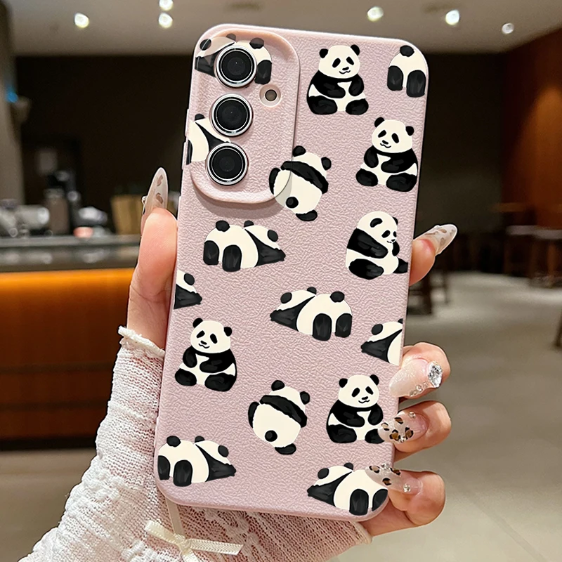 Cute Baby Panda Phone Case For Samsung Galaxy S24 S23 S22 Ultra S21 S20 FE A52 A53 A54 A34 A14 A15 A16 A25 A35 A55 5G Capa Coque