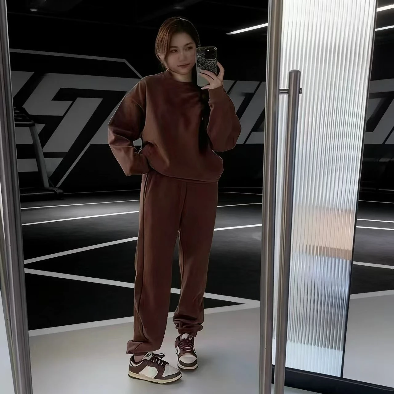 

Унисекс свитшот с круглым вырезом и прямые спортивные брюки из чистого хлопка, ткань терри, удобные базовые джоггеры