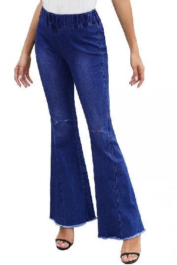 Moda nuova tendenza di strada stile pendolare tinta unita Casual Jeans strappati larghi femminili