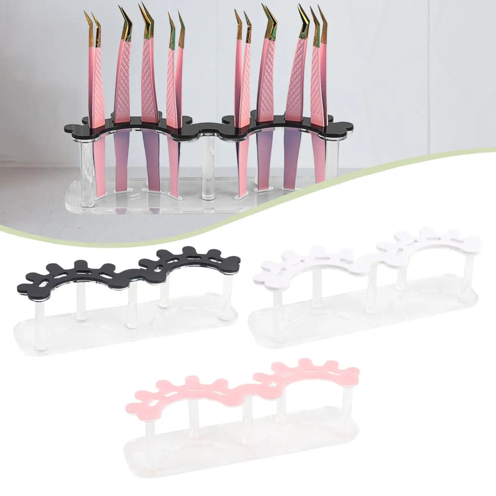 まつげエクステンションピンセットホルダー ピンセットスロット ポータブル エレガントなアクリルディスプレイ収納ラック ドレッシングルームギフト用