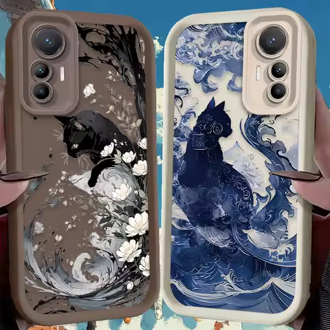 Art Oil Painting Cat Case For Xiaomi Poco X7 X6 X5 X3 NFC F7 F6 F5 F3 M7 M6 Pro 4G 5G Mi 12 11 Lite NE 5G 13T 12T 11T 14T Pro