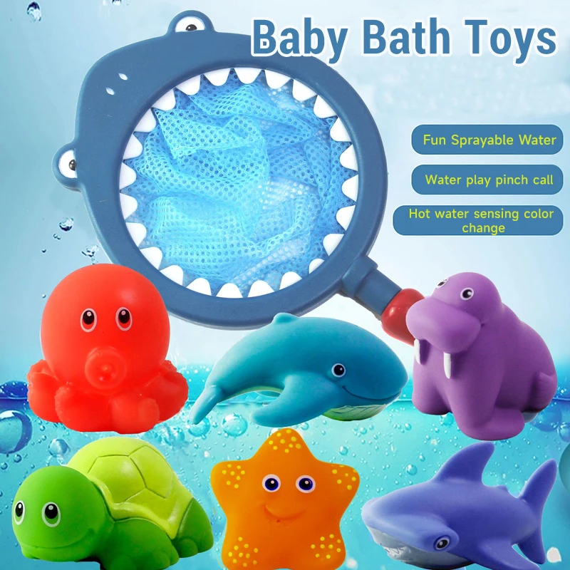 Baby Bath Swimming Pool Paddle Toys Waterproof Bathtub Colorful Toys Cartoon Shark Net Catch Fish Delight Toys Summer Dabble Toy