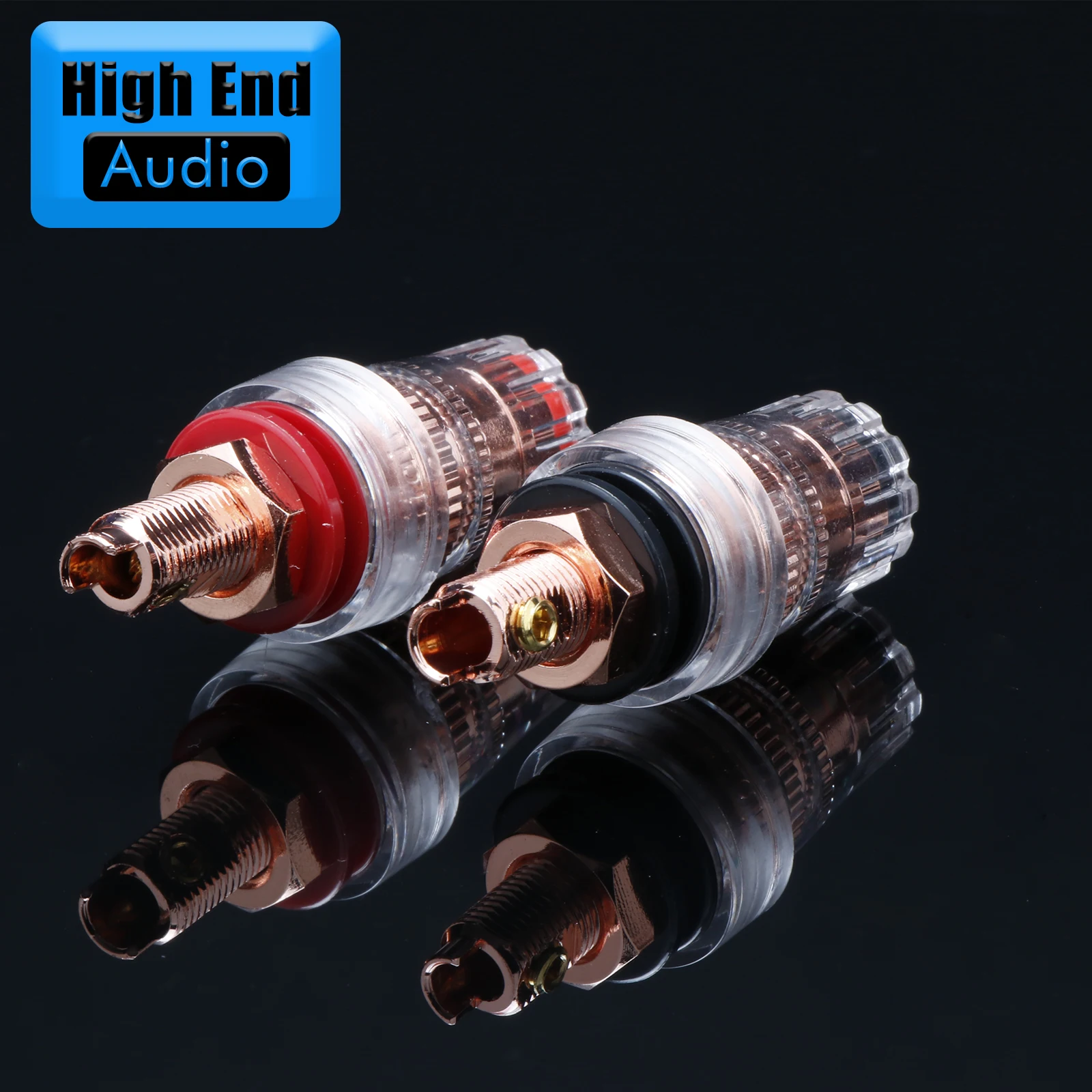 4PCS Pure Copper Speaker Short Binding Posts Banana Plug Terminals Banana Jack Sound Audio Connector Adapter