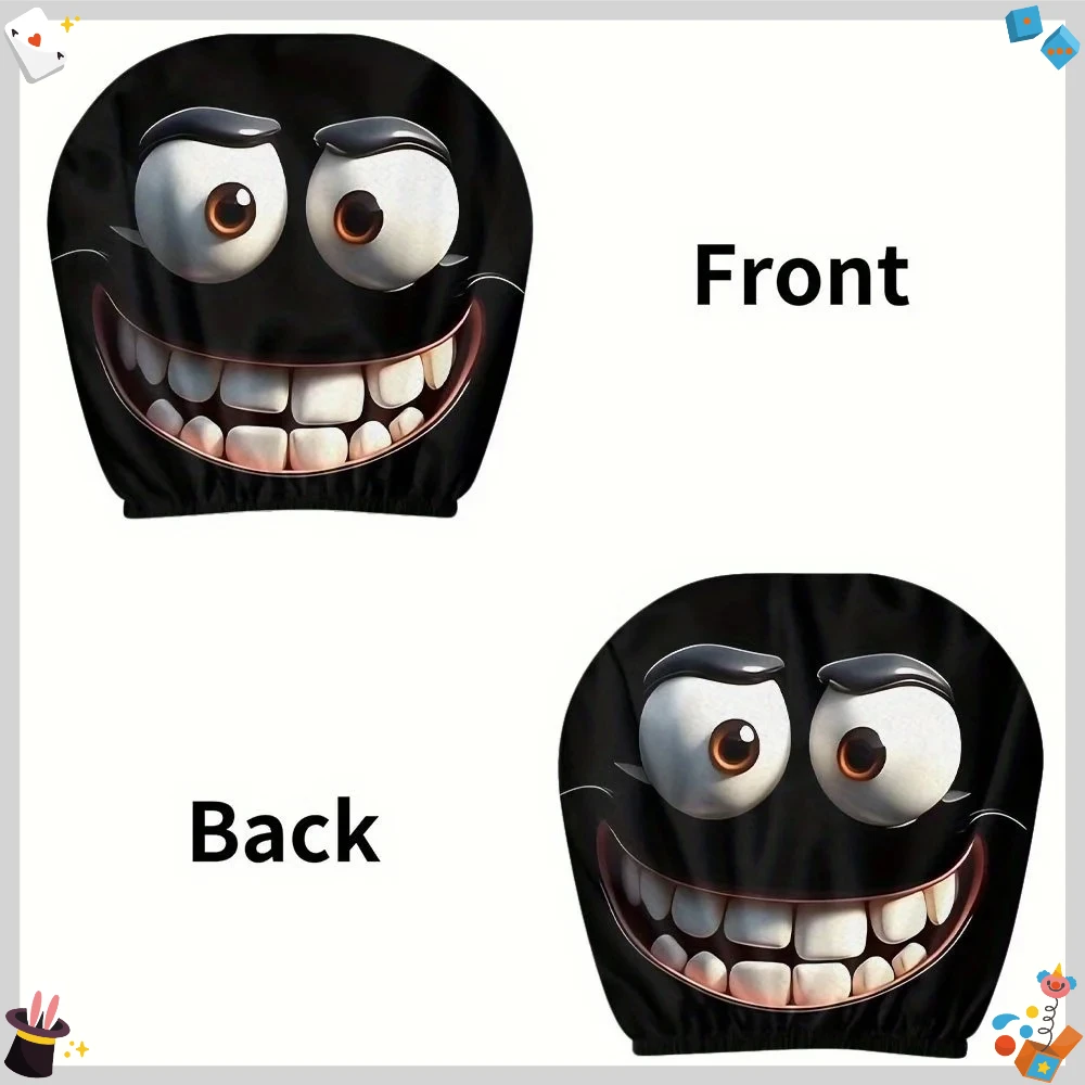 2 قطعة وجه مبتسم مطبوعة سيارة المخدة لينة مريحة غطاء الوسادة الزخرفية السيارات مسند الرأس بالمقعد قابل للغسل البوليستر النسيج #6