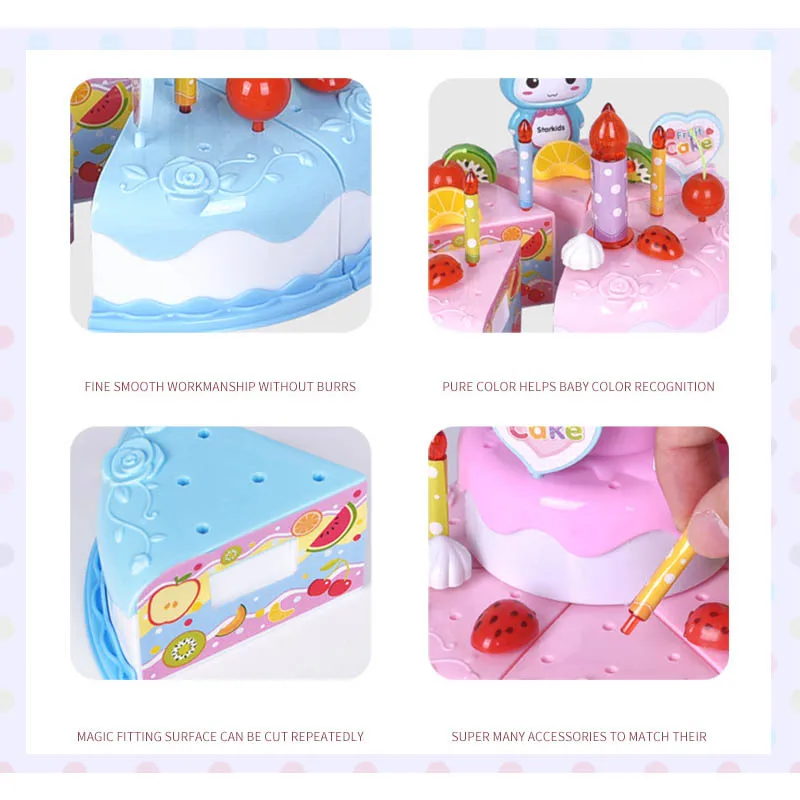 面白いライトが点滅するDIY誕生日ケーキモデルキッチンごっこ遊びフルーツカットフードケーキおもちゃ子供向けギフト男の子女の子