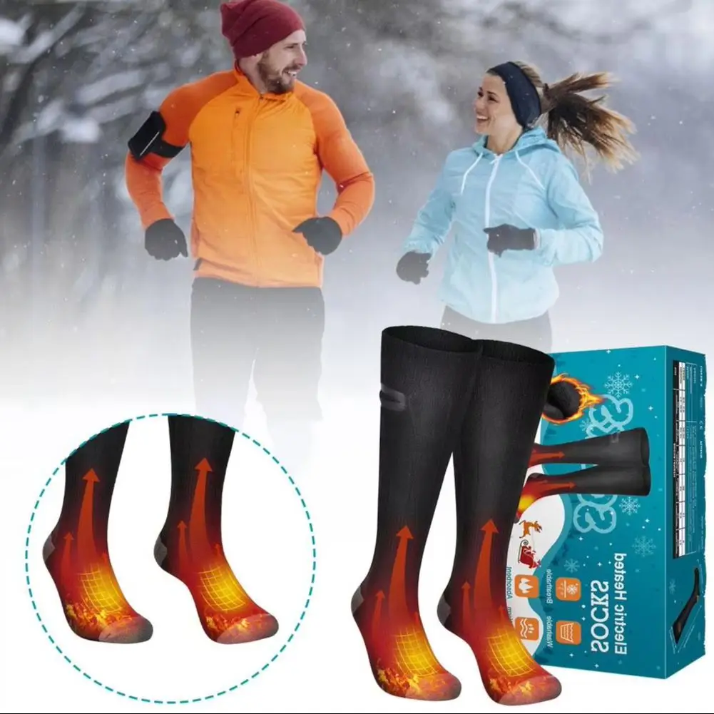 

Уличные зимние носки с подогревом, грелки для ног для мужчин и женщин, аккумулятор 4000 мАч, носки с электрическим подогревом, походные, лыжные, термоноски