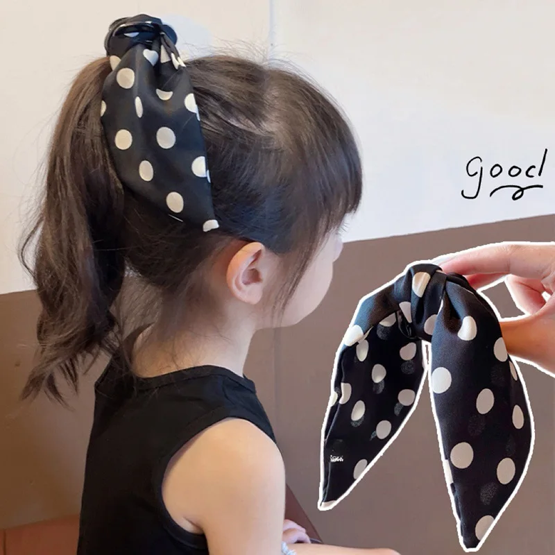 Sweet Dot Print Bowknot Hair Claw Children High Ponytail Hairpins For Girl Headwear Princess Bow Barrettes Kids Hair Accessories