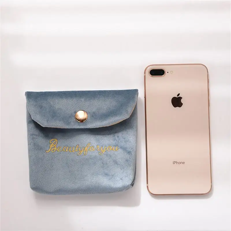 Women Sanitary Credit Card Holder Bags Soft Storage Bag Cute Coin Purse Buckle Bag Girl Napkin Sanitary Pad Pouch Flannel