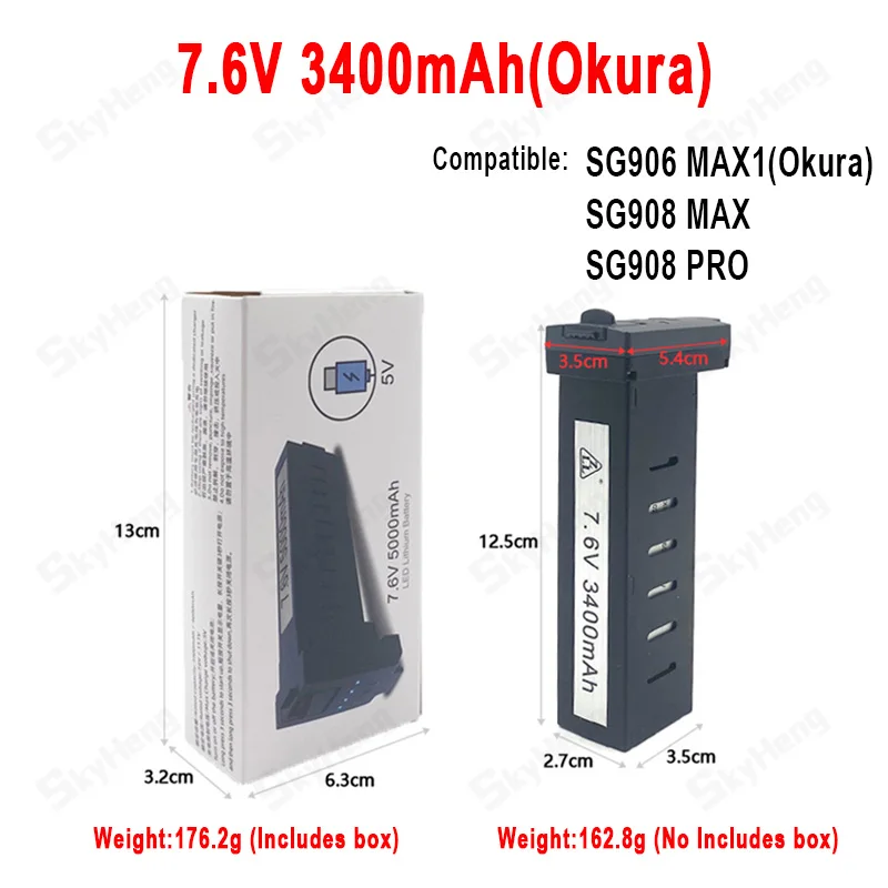 ZLL Dron SG906 Max2/Max1/Max bateria SG908 PRO/Max bateria do drona 7.6V 3400mAh/5000mAh duża pojemność SG906 akcesoria do dronów