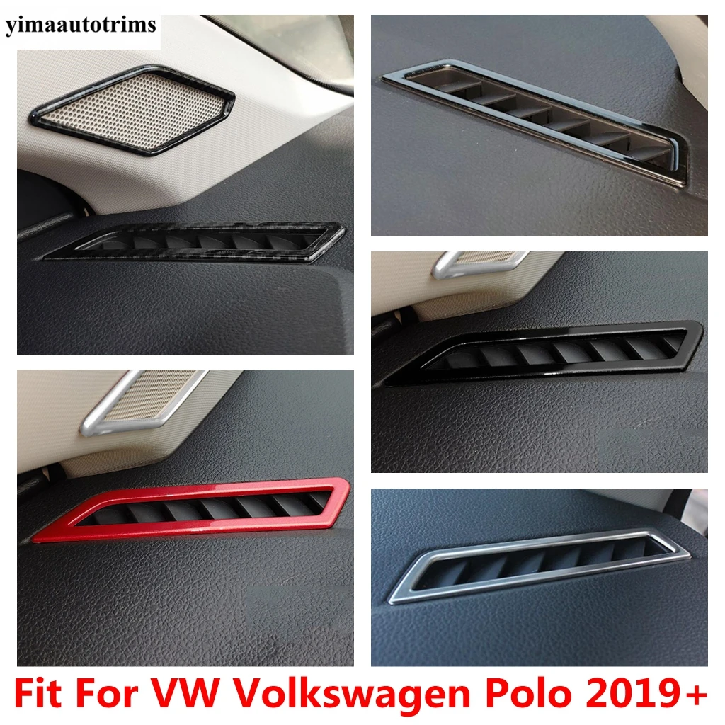 

For VW Volkswagen Polo 2019 - 2023 ABS / Stainless Steel Accessories Interior Front Dashboard Side Air Vent Outlet Cover Trim