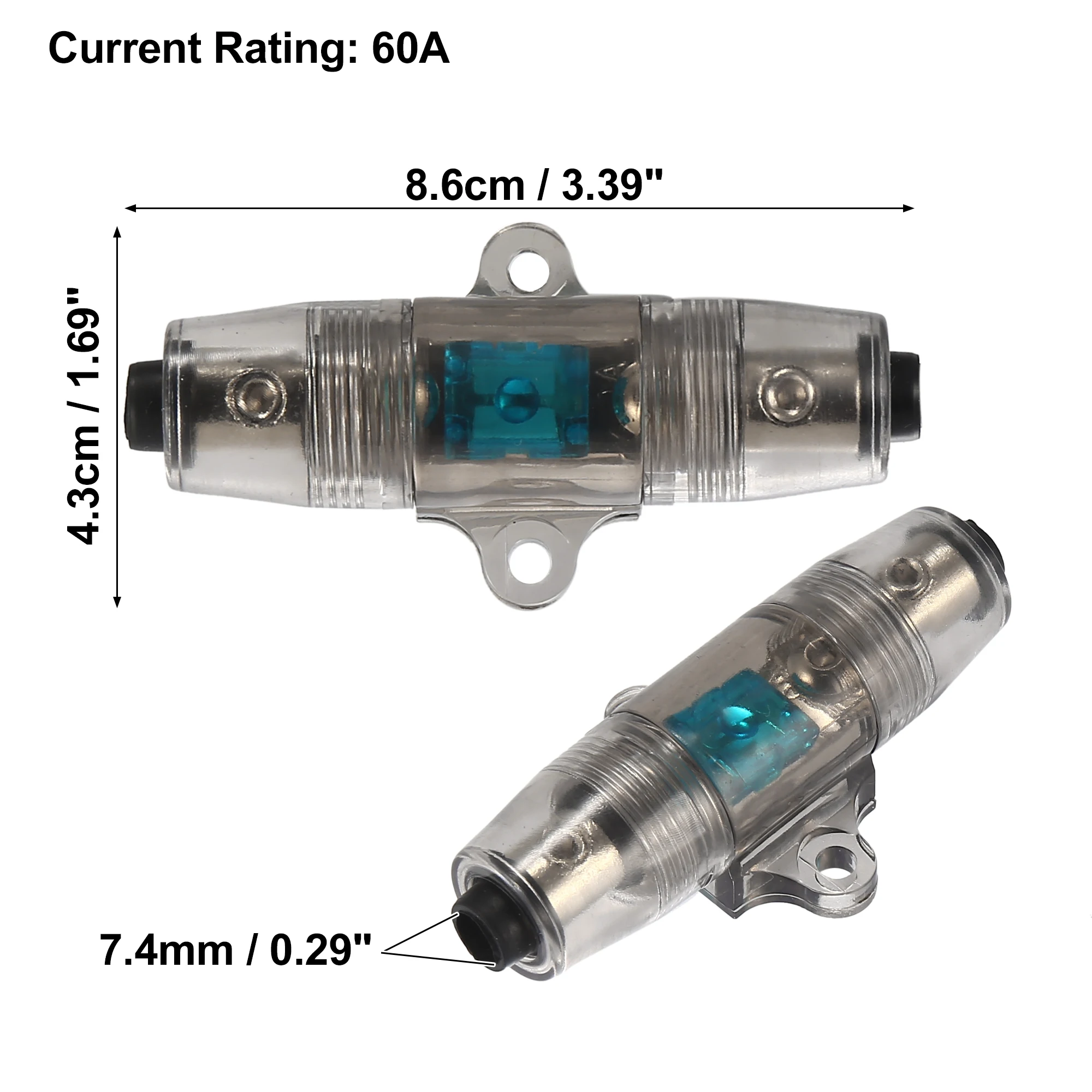 X Autohaux Car 60 Amp Fuse Holder Inline ANL Fuse Single 3/4 Way Universal For Audio Stereo Alarm Amplifier Compressors