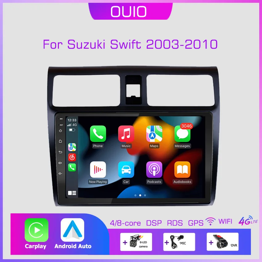 

2din Android 10 Car Radio Multimedia Player Carplay Auto GPS Navigation DSP RDS BT NO DVD For Suzuki Swift 2003 2004 2005- 2010