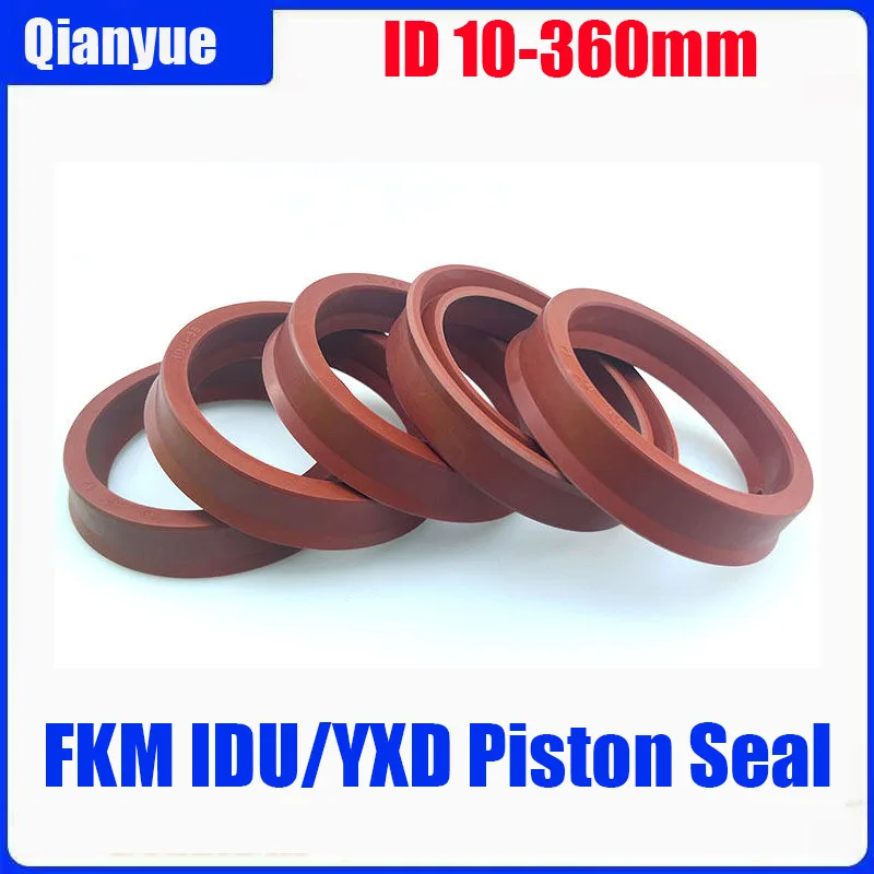 FKM IDU/YXD Piston Seal - Y-Type Rod Seal for Hydraulic Cylinders, High Temp Lip Seal (Non-Skeleton, Wear-Resistant)