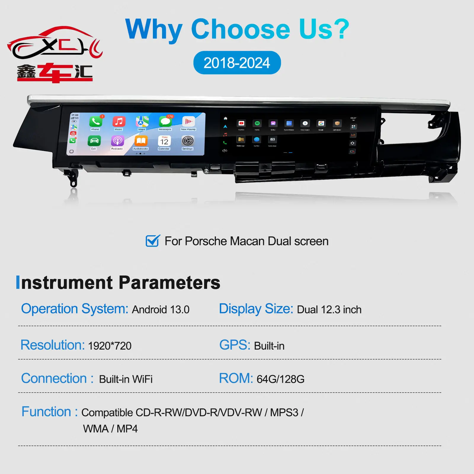 

NaviHua Old to new Android Multimedia Upgrade 2 Din Autoradio Stereo Touch Screen Car Radio DVD For Porsche Macan 2018 2024