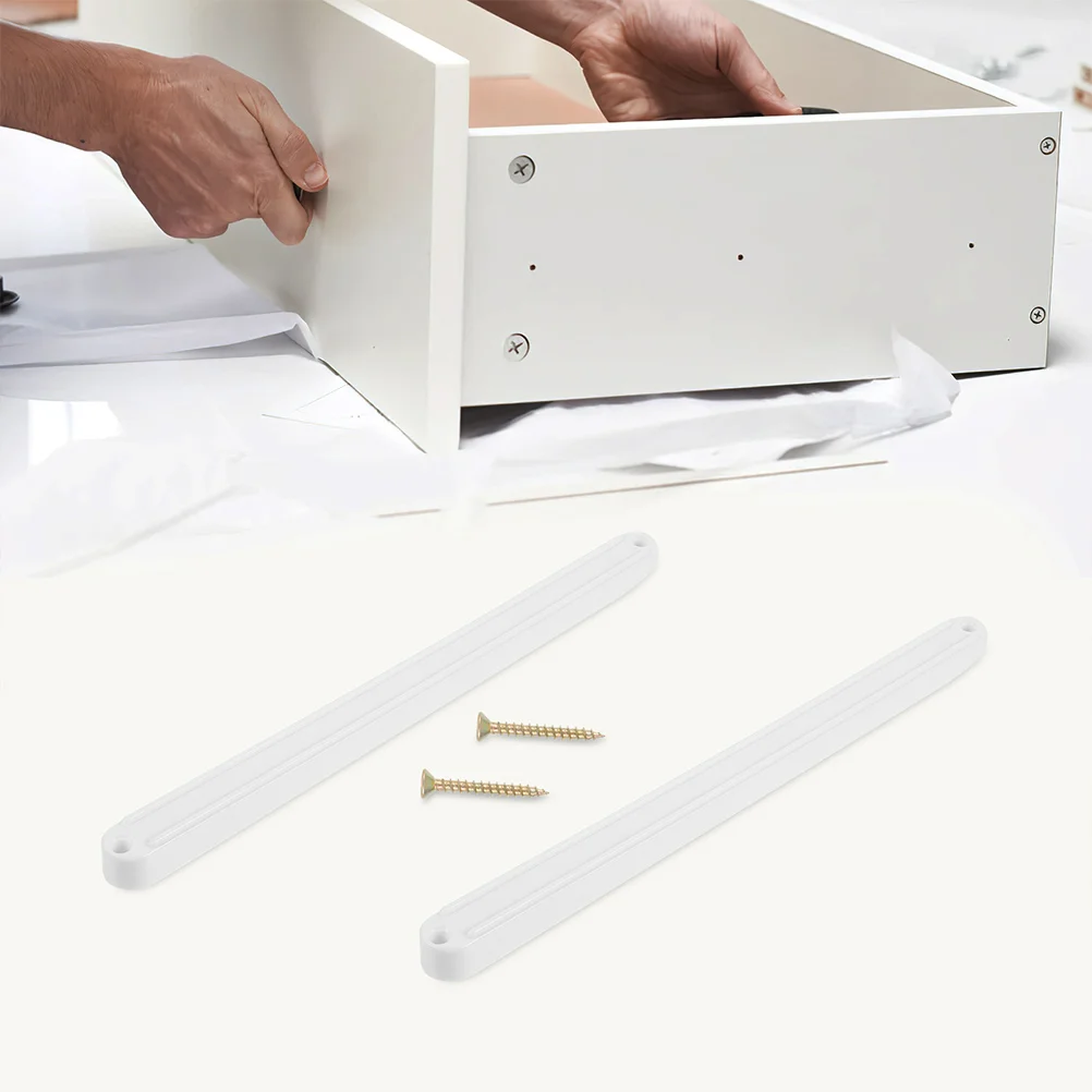 2 Pcs Cabinet Drawer Track Plastic Rails Guides Side Mount Slides Tray Wardrobe Replacement Parts Glides and White 12 Inch