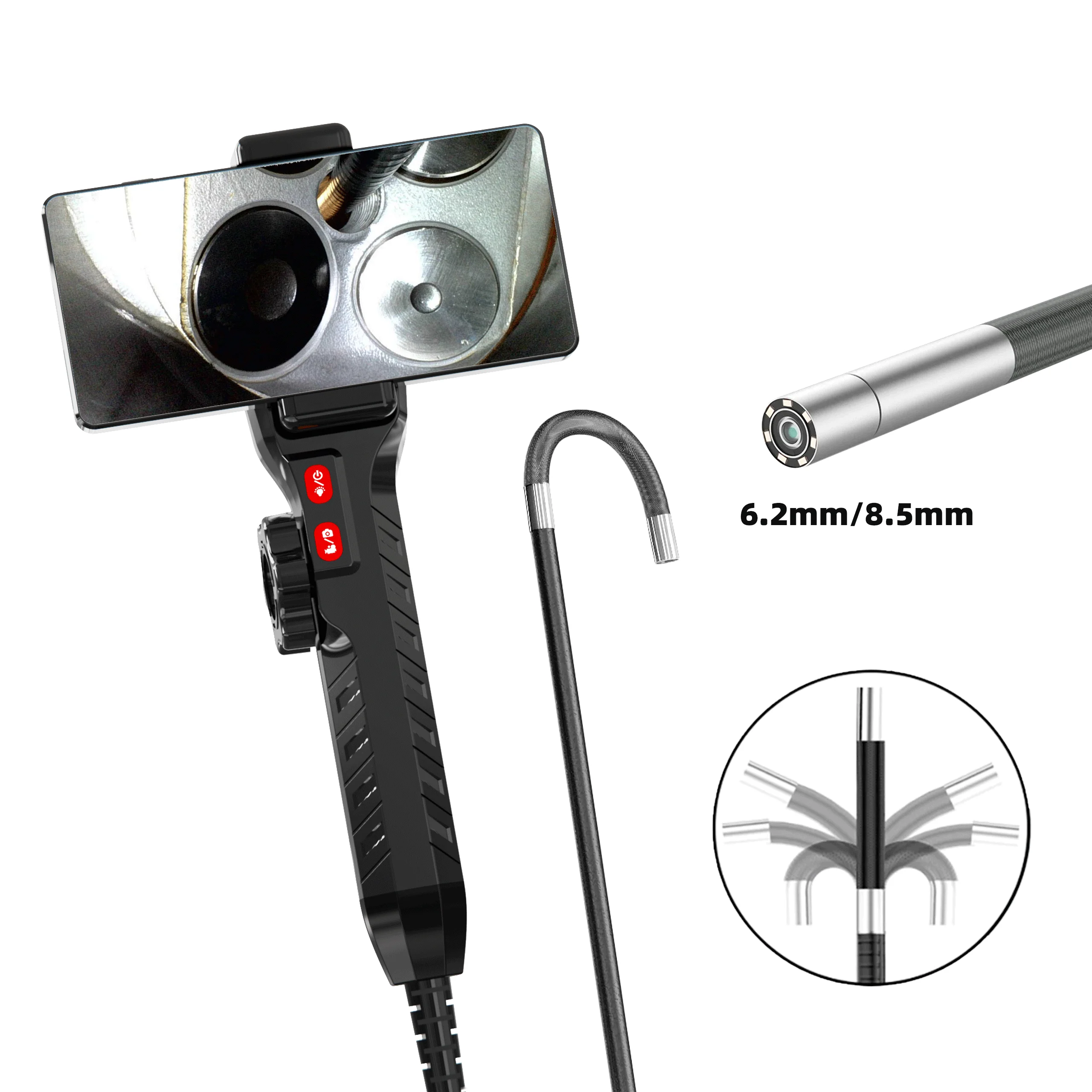 1080P Endoscope, 6mm lens 2 -ways Suitable for Automotive Diesel Engine Carbon Deposition Detection, Aviation Detection