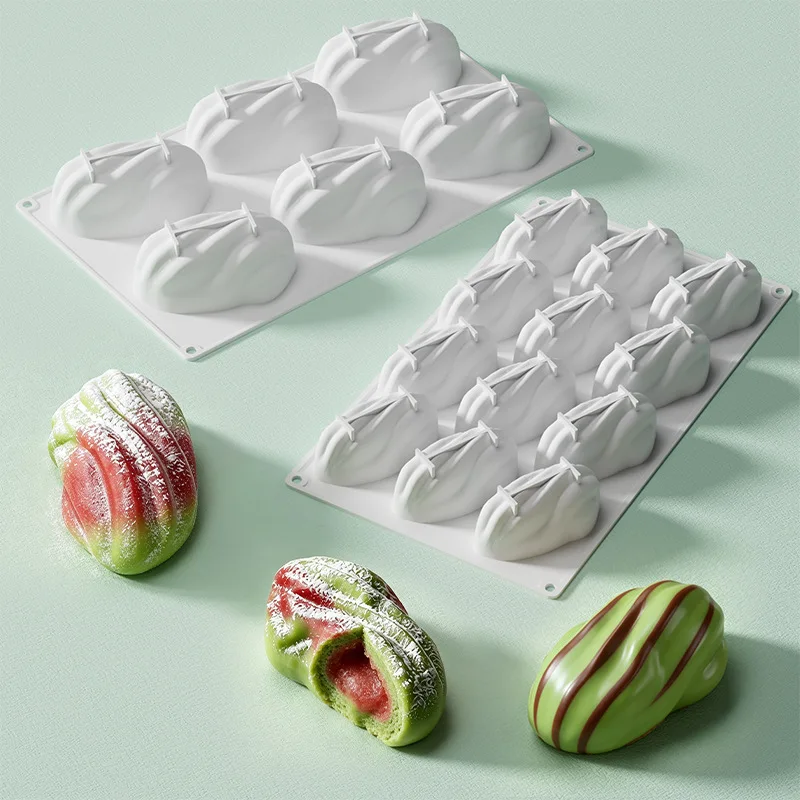 Forma de Silicone para Chocolate com Design de Pistache, 4, 6 ou 12 Cavidades, Grau Alimentício, para Mousse, Bolo, Utensílio de Cozinha, Ferramenta de Confeitaria para Festas e Sobremesas