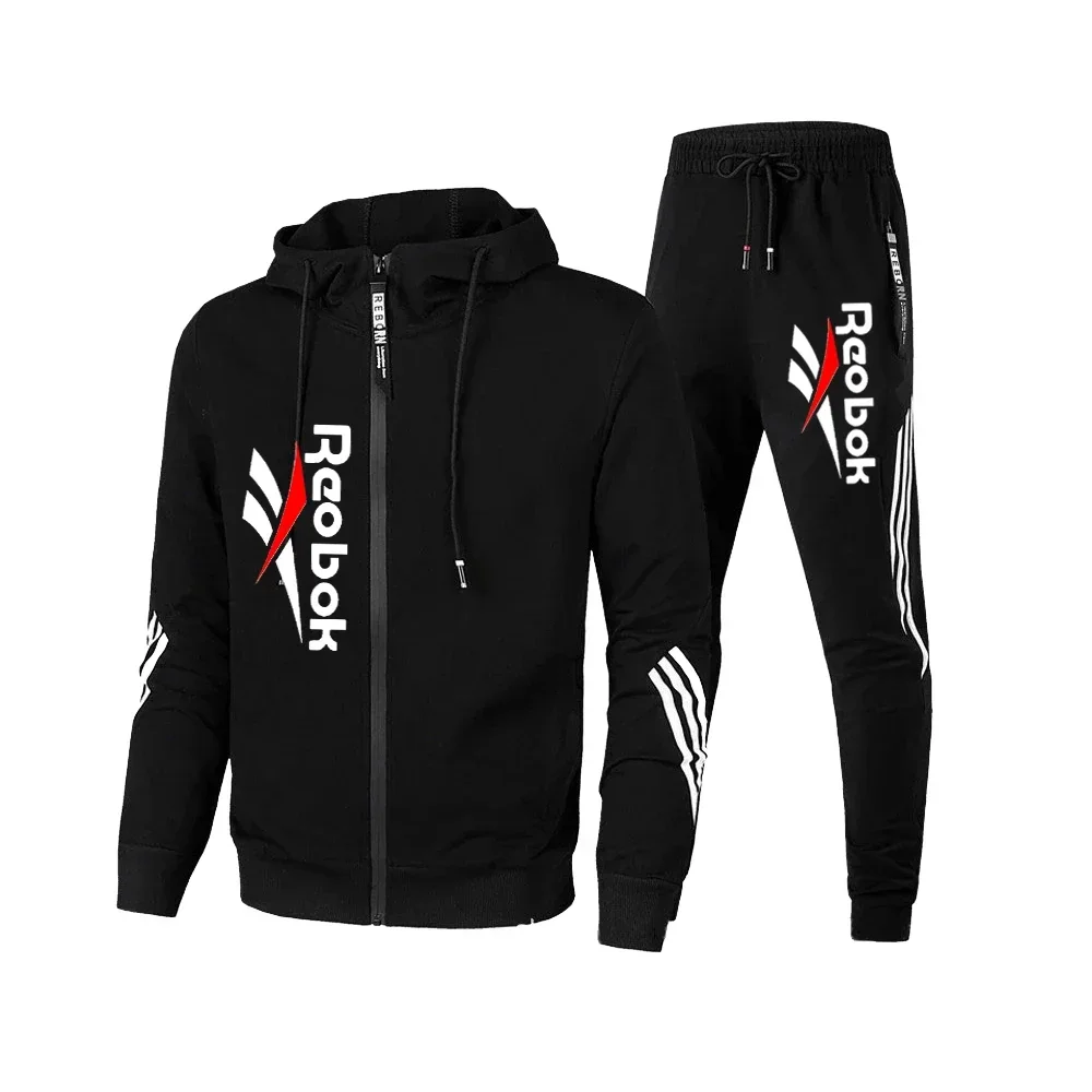 Men Jacket Tracksuit Casual Sports Suit Men\'s Set 2024 Autumn Winter Two Pieces Set Mens Sportswear Plus Pants Suit