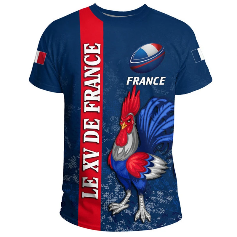 2024 New Fashion Sportswear T-shirt Men Women Gym Tops France National Emblem Flag Print Tee Shirts French Short Sleeve Tees 4XL