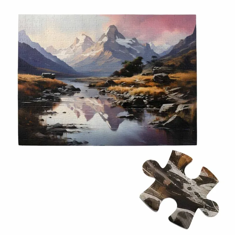 500 قطعة من أحجية الصور المقطوعة للبالغين - نهر الجبال، أحجية الصور المقطوعة ذات الغطاء الثلجي، لعبة عائلية ساحرة