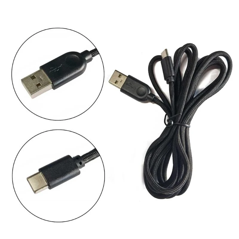 USB Type-C Mouse Charging- Cable Nylon Line Replacement Wire for Ninjutso for IO1.1 3395 Mouse Keyboard Cable