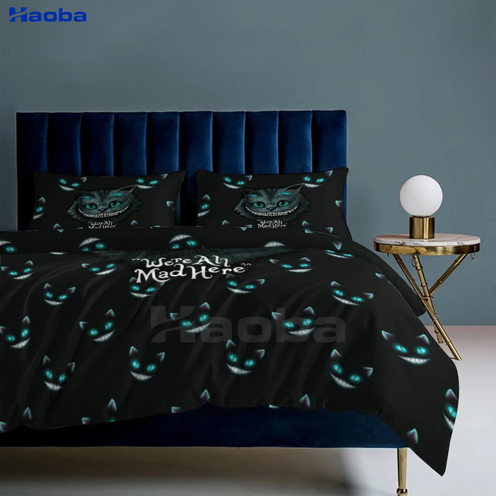 Juego de ropa de cama de tres piezas para niños o adultos, fundas de edredón para camas, regalos de cumpleaños para mujeres y hombres, gato de Cheshire