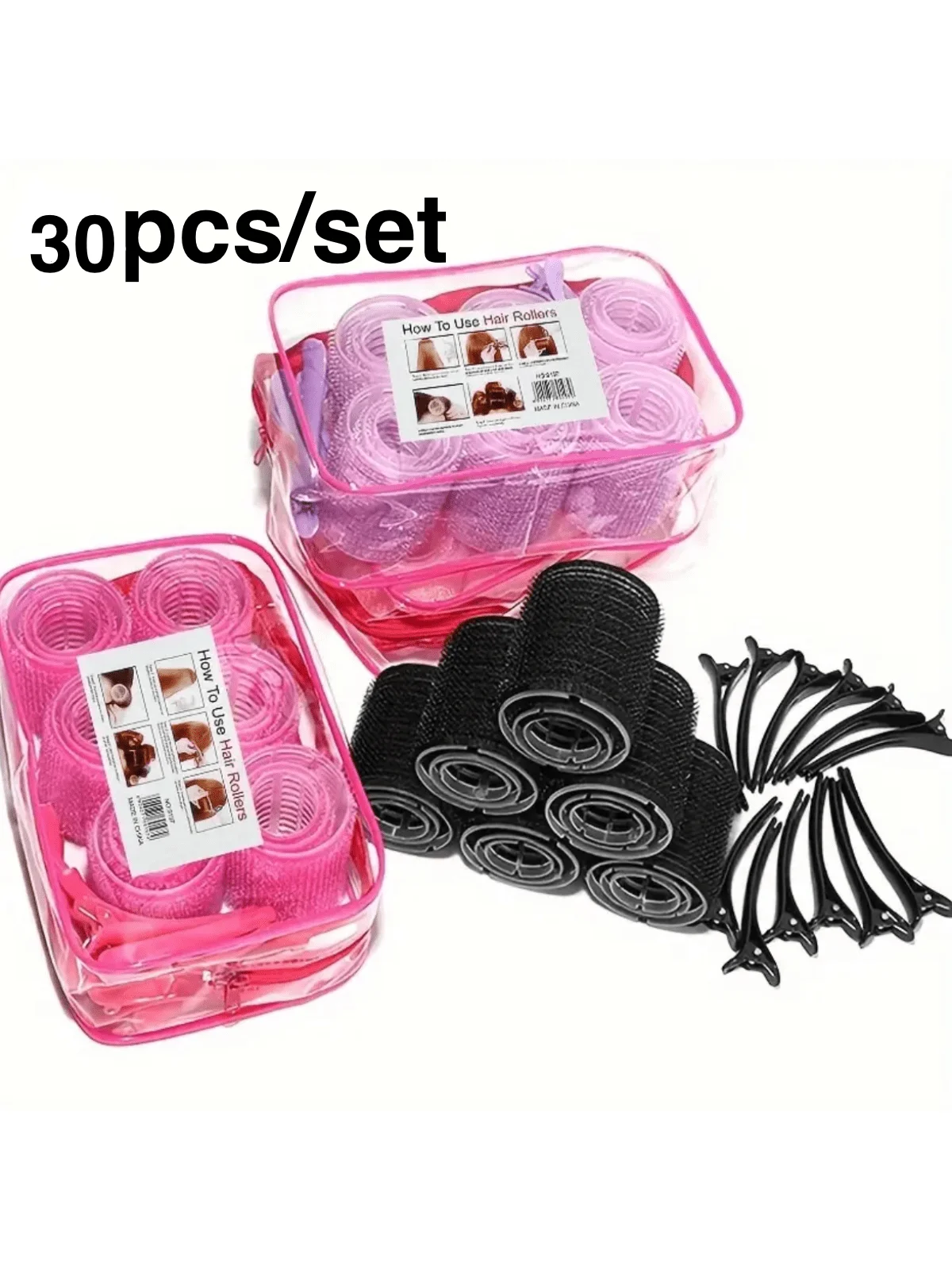 30pcs/set Self Grip Heatless Hair Curling Roller Hair Curlers DIY Hair Styling Accessories For Women