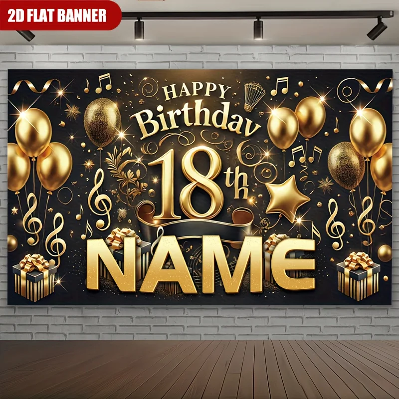 Party Banner Gold - 1 adet Mutlu 18. Doğum Günü