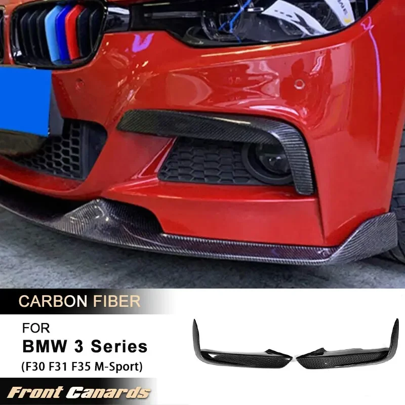 

New！ Car Front Bumper Fog Lamp Cover Trim for BMW 3 Series F30 F31 F35 M-Sport 2012-2018 Front Canards Body Kits Carbon Fiber FR