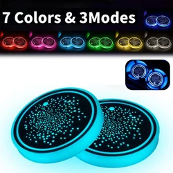 1/2PCS LED Car Cup Holder Lights 7 Color Changing USB Rechargeable Cup Holder Lights for Interior,Truck,Vehicle Accessories