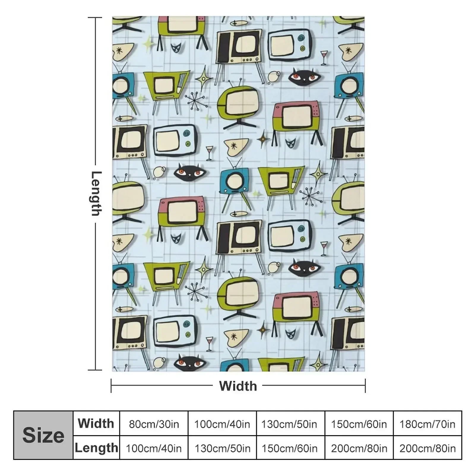 Retro Tv Blue #midcentury Throw Blanket Bed covers Soft Beds valentine gift ideas Beach Giant Sofa Bed Blankets