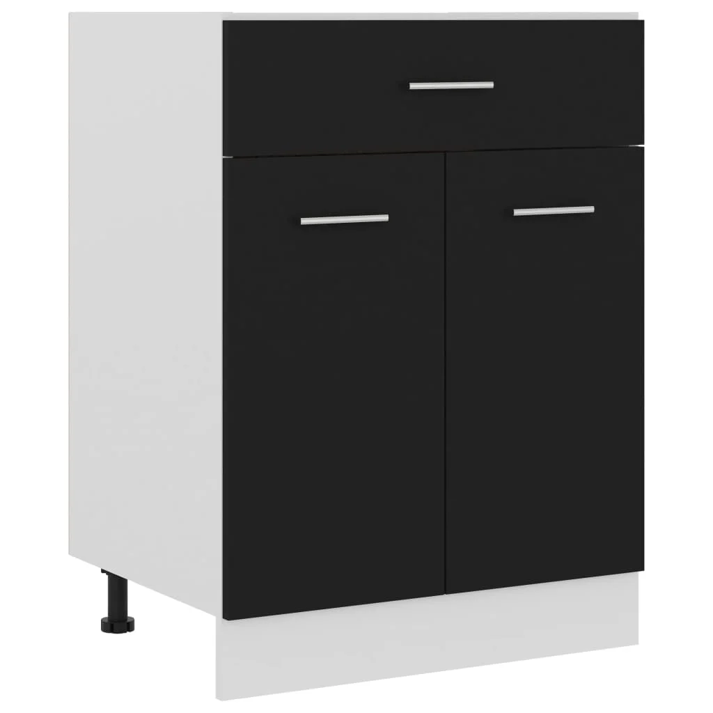 Black drawer floor cabinet 60x46x81,5 cm chipboard