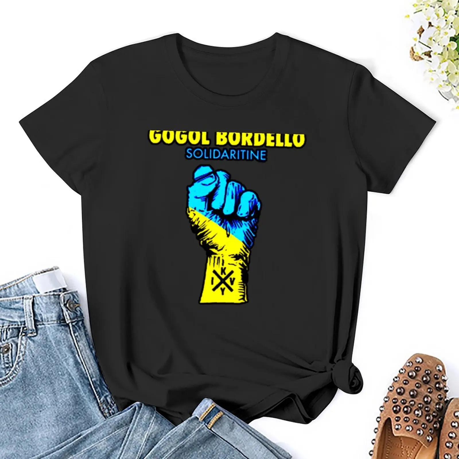 gogol bordello solidaritine logo T-Shirt Short sleeve tee summer clothes lady clothes Summer Women's clothing