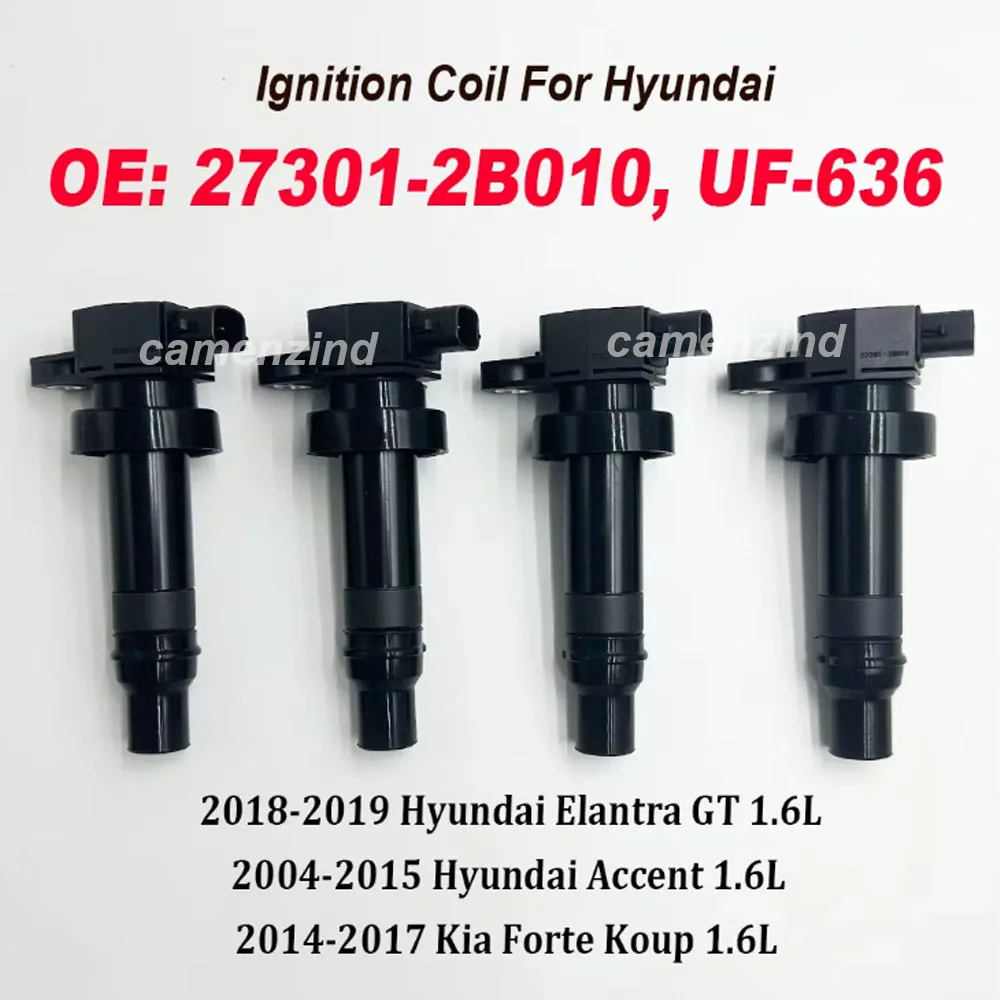 

4x 27301-2B010 273012B010 Катушка зажигания UF-636 UF636 для Hyundai Elantra GT 1.6L 2018-2019, для Kia Forte Koup 1.6L 2014-2017