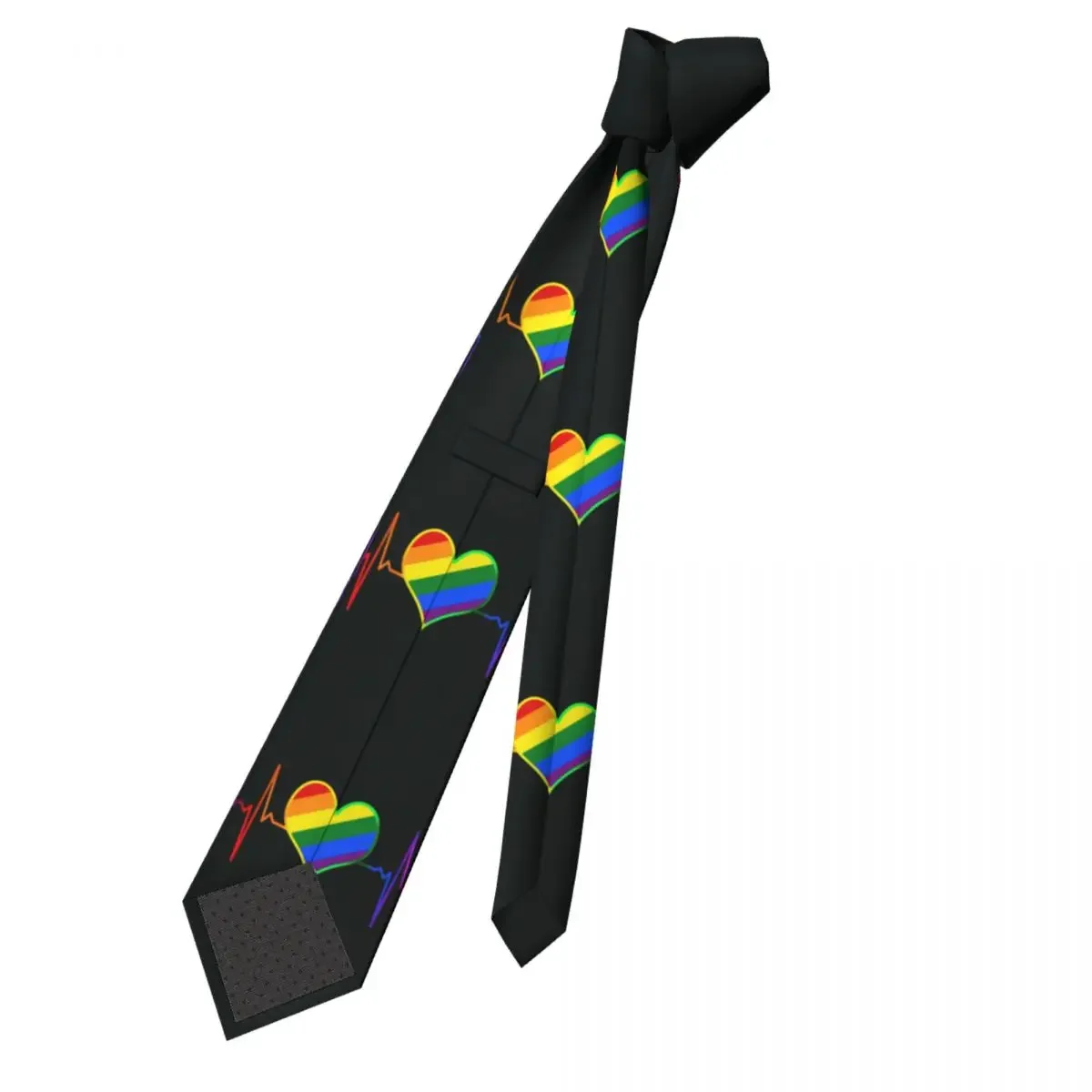 Pulse Heart Beat Pride LGBT Men Necktie Skinny Polyester 8 cm Wide Lesbian Gay Rainbow Neck Tie Suits Accessories Cravat Cosplay