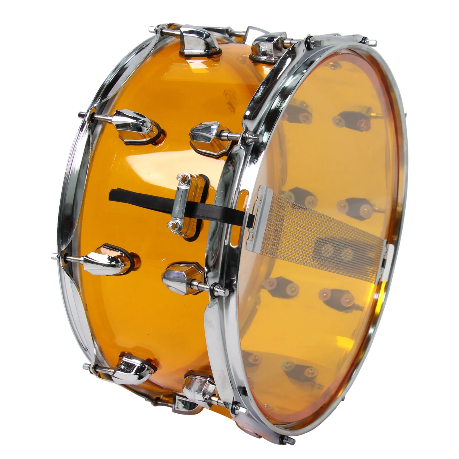 Premium Quality 14X5.5 Inch Orange Acrylic Snare Drum with Transparent