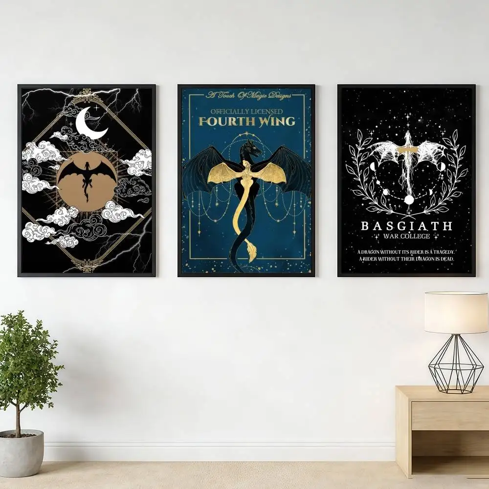 F-Fourth W-Wing Book Poster Stickers High-Quality Classic Print Retro Wall Decor Living Room Home HD Gift Holidays