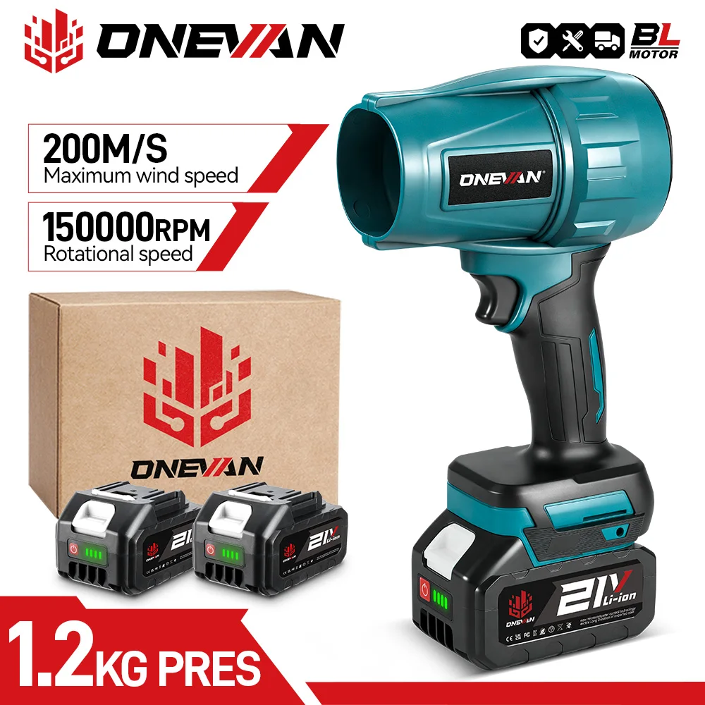 ONEVAN 200 mt/s bürstenloses Turbogebläse, 2000 W, kabelloses elektrisches Luftgebläse, Staub- und Schneeentfernungswerkzeug für Makita 18 V-Batterie-Stift