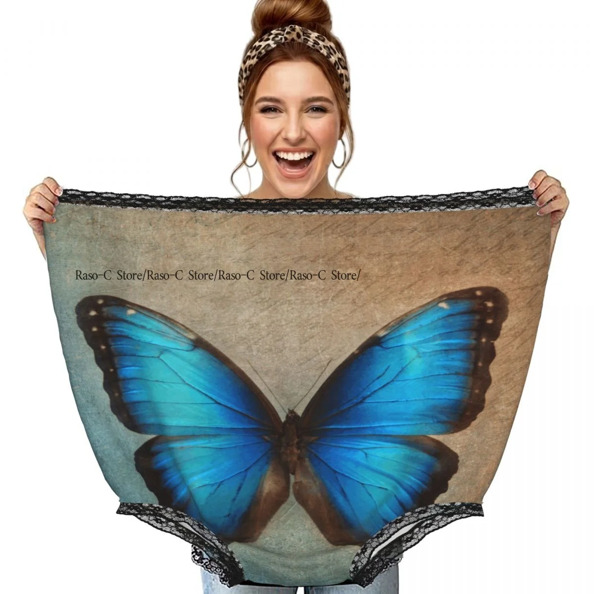 Funny Granny Underwear Vintage Blue Butterfly Gag Gift Granny Panties