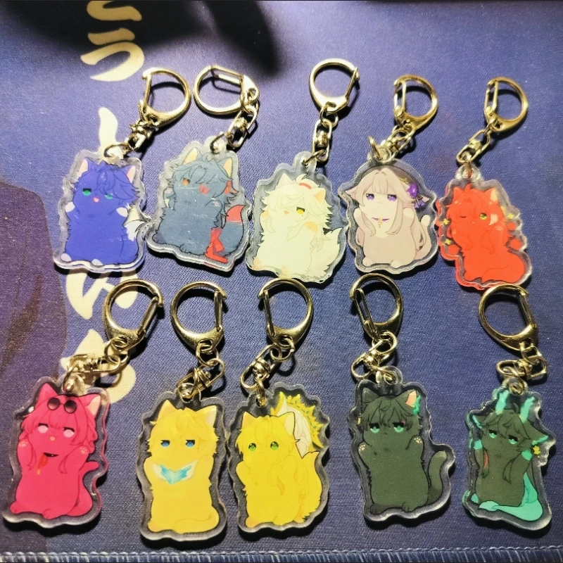 Kawaii Honkai:Star Rail Cat Form Fluffy Cat Acrylic Keychain for Accessories Bag Pendant Key Chain Ring Keychain Jewelry Gifts