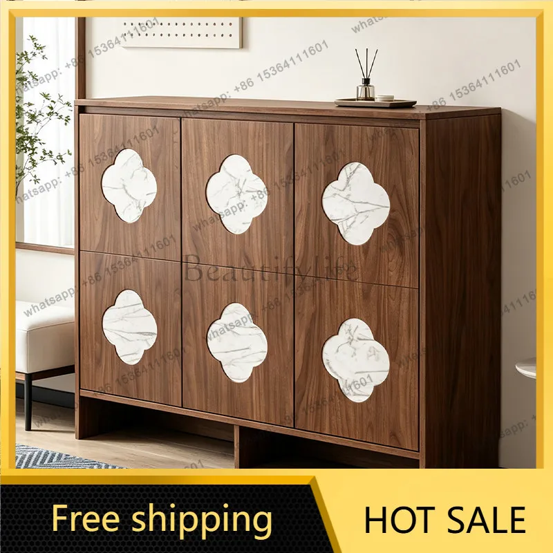 YJ Solid Wood Shoe Storage Cabinet Wall Mount Narrow Entryway Unit For Home Hallway Door Side